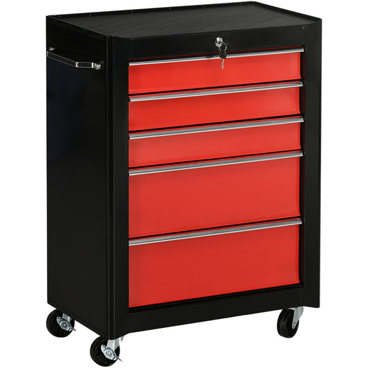 Red 5 Drawer Rolling Tool Chest Cabinet